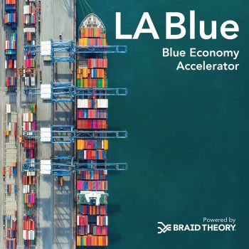 Top down view of a cargo ship with colorful containers